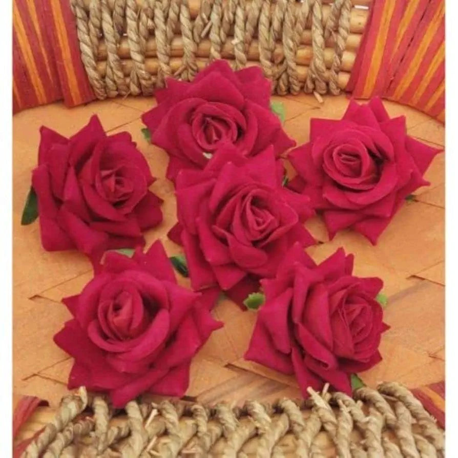 SATYAM KRAFT 12 Pcs Artificial Velvet Rose Flowers | Fake Floral Decoration for Ganesh chaturthi, Home, Janmashtami,DIY Craft, Room Decor, Festival & Gift Items